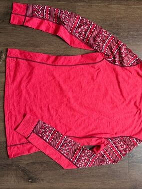 Kari Traa Red Knit Patterned Long Sleeve Top